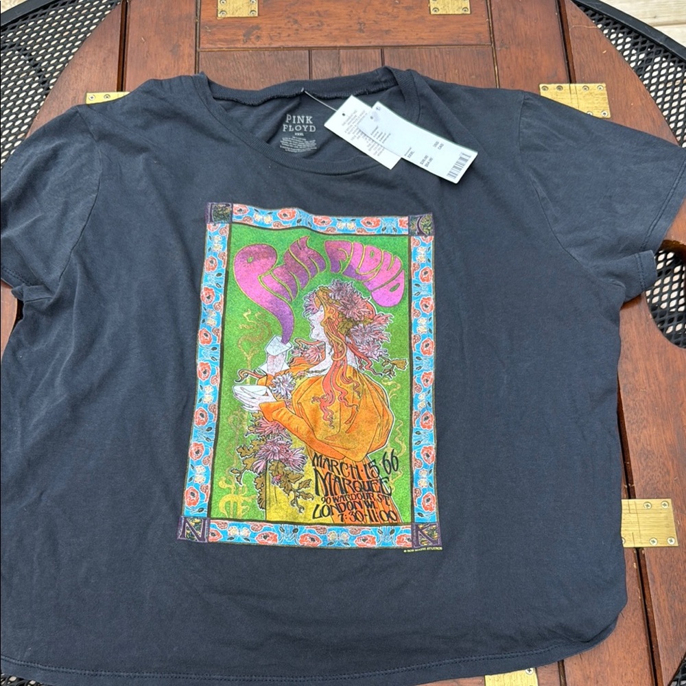Urban Outfitters Black Pink Floyd Graphic Tee with Multicolor Poster Print